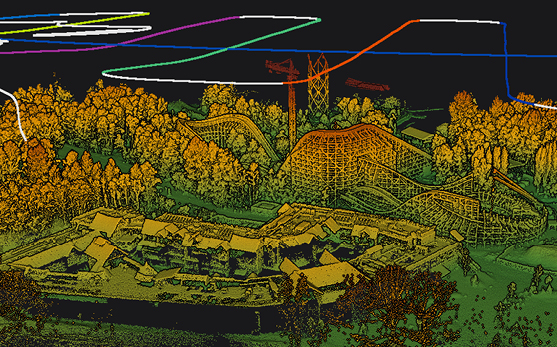 captation drone lidar plan topographique sur le parc asterix