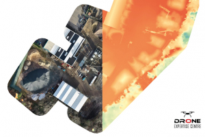 Vue aérienne par drone pour calcul de cubatures d’un stock de matériaux sur site industriel