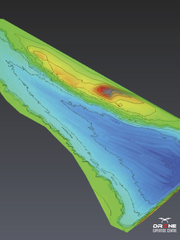 Modélisation des volumes avec code couleur obtenue par drone pour calcul de cubatures