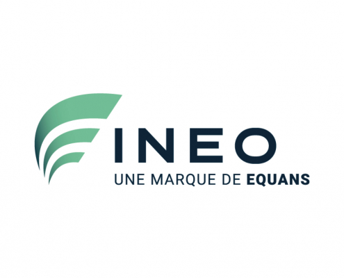 Logo INEO marque du groupe Equans spécialisée dans les services énergétiques et inspection panneaux solaires par drone