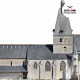 Orthofaçade par drone d’une église avec vue latérale pour analyse de façade