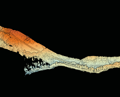 Mission drone LiDAR dans les Alpes pour le suivi de la végétation sous lignes électriques Inspection de la végétation autour d'une ligne électrique grâce à une mission drone LiDAR dans les Alpes