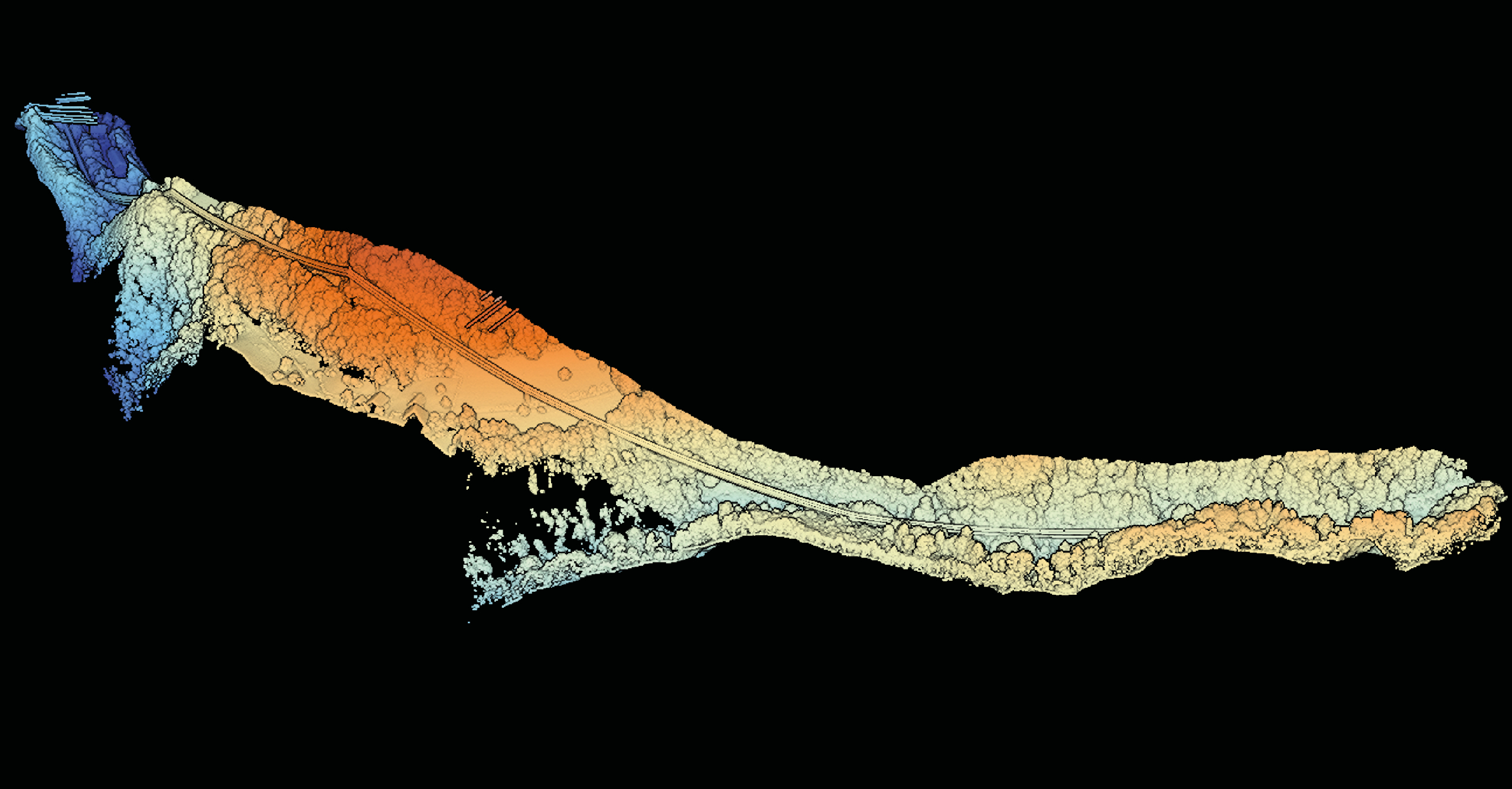 Mission drone LiDAR dans les Alpes pour le suivi de la végétation sous lignes électriques Inspection de la végétation autour d'une ligne électrique grâce à une mission drone LiDAR dans les Alpes