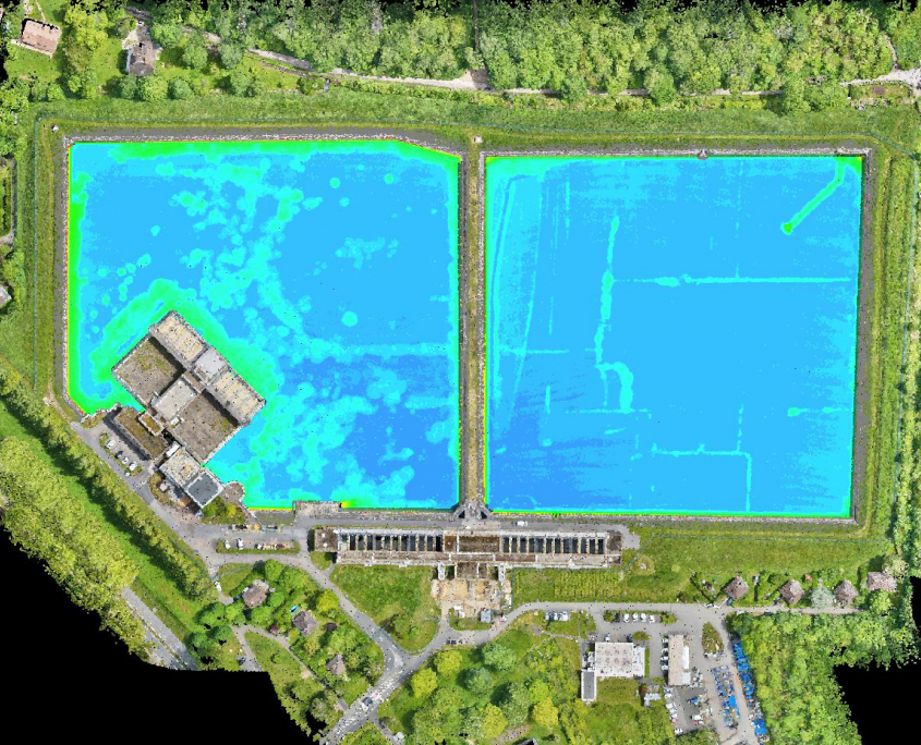 levé LiDAR par drone et bathymétrie de bassins pour la cartographie de sites aquatiques Modèle cartographique généré grâce à un levé LiDAR par drone et bathymétrie de bassins