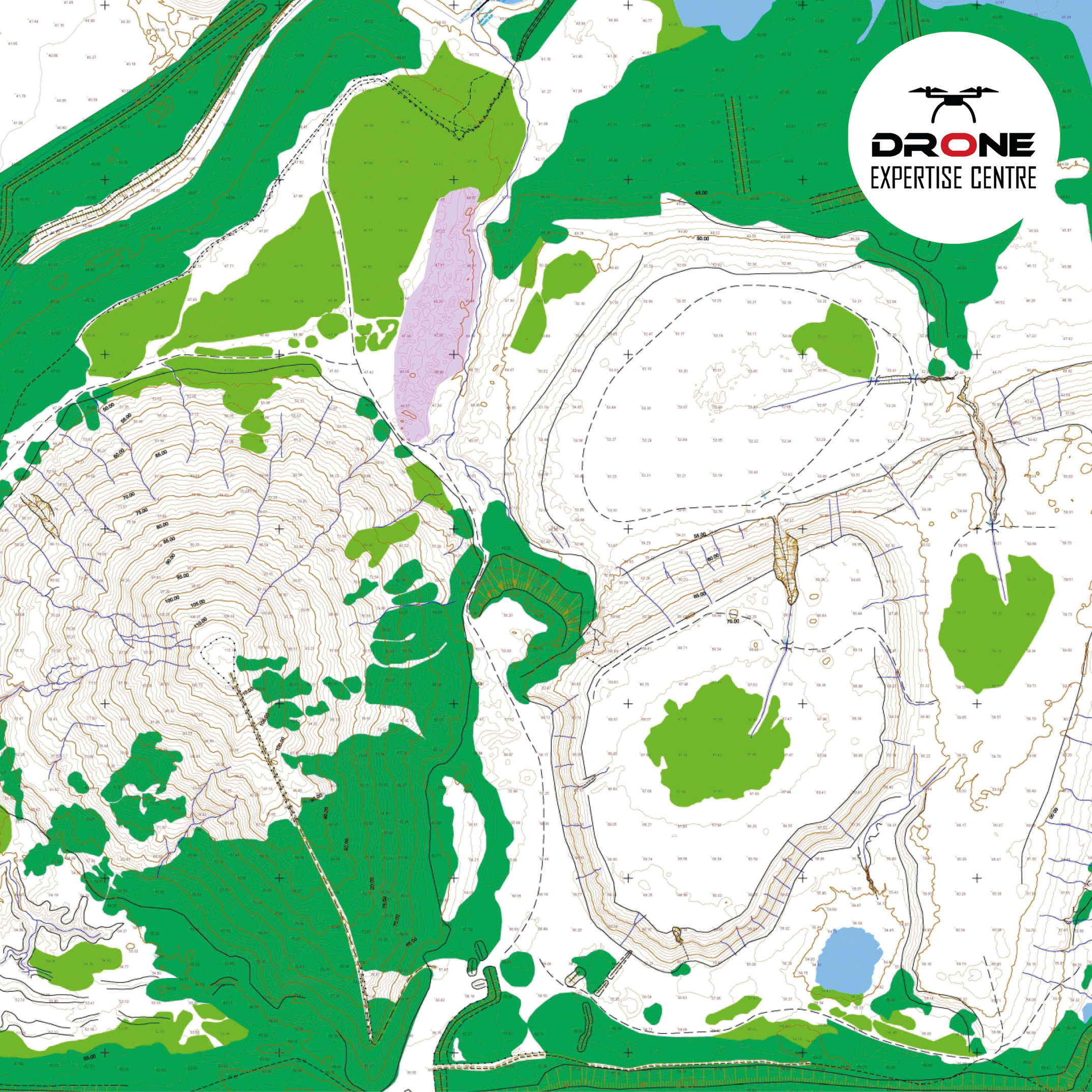 Carte topographique et occupation des sols obtenues par topographie et photogrammétrie par drone