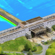 Cartographie d'un ouvrage réalisée par levé LiDAR par drone et bathymétrie de bassins