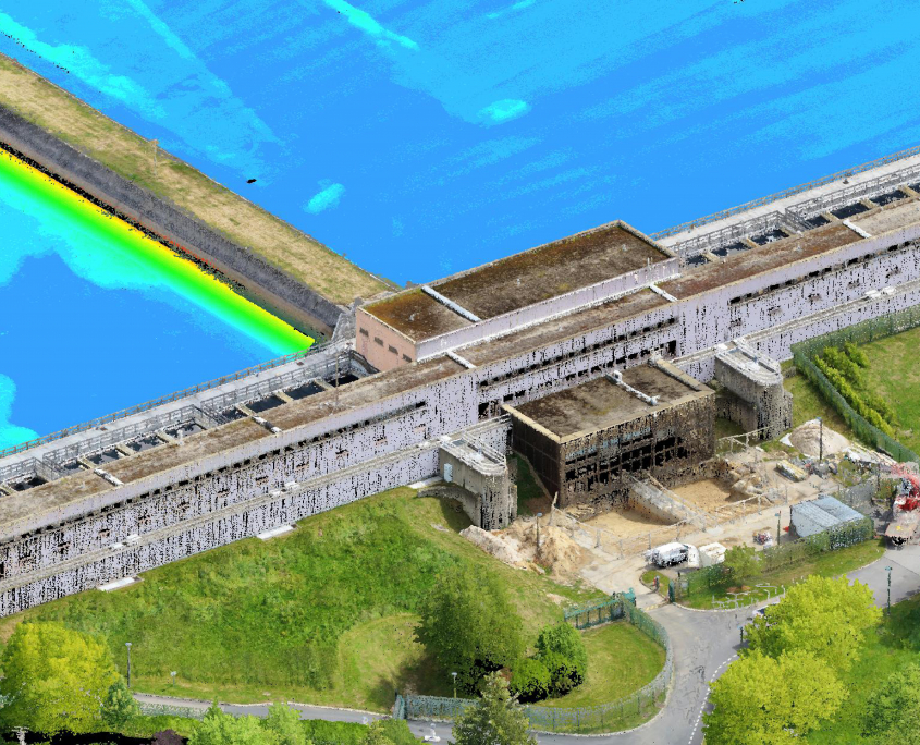 levé LiDAR par drone et bathymétrie de bassins pour l'inspection d'infrastructures Cartographie d'un ouvrage réalisée par levé LiDAR par drone et bathymétrie de bassins