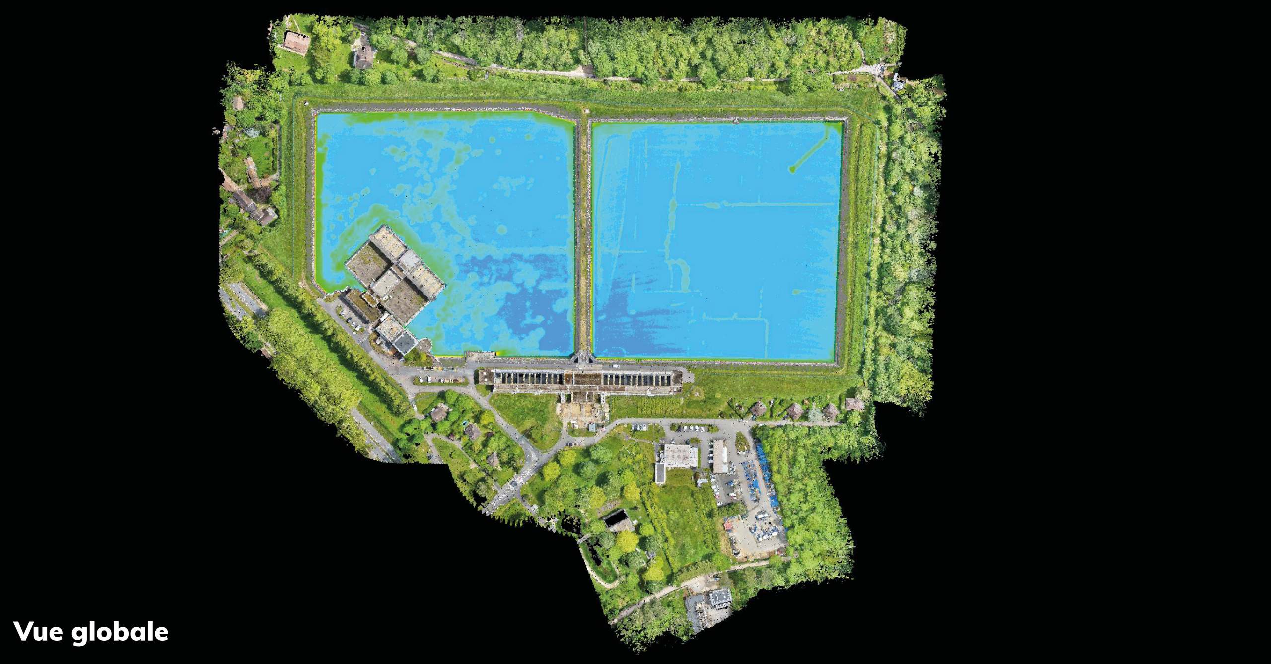 levé LiDAR par drone et bathymétrie de bassins Cartographie précise d'un site obtenue par levé LiDAR par drone et bathymétrie de bassins