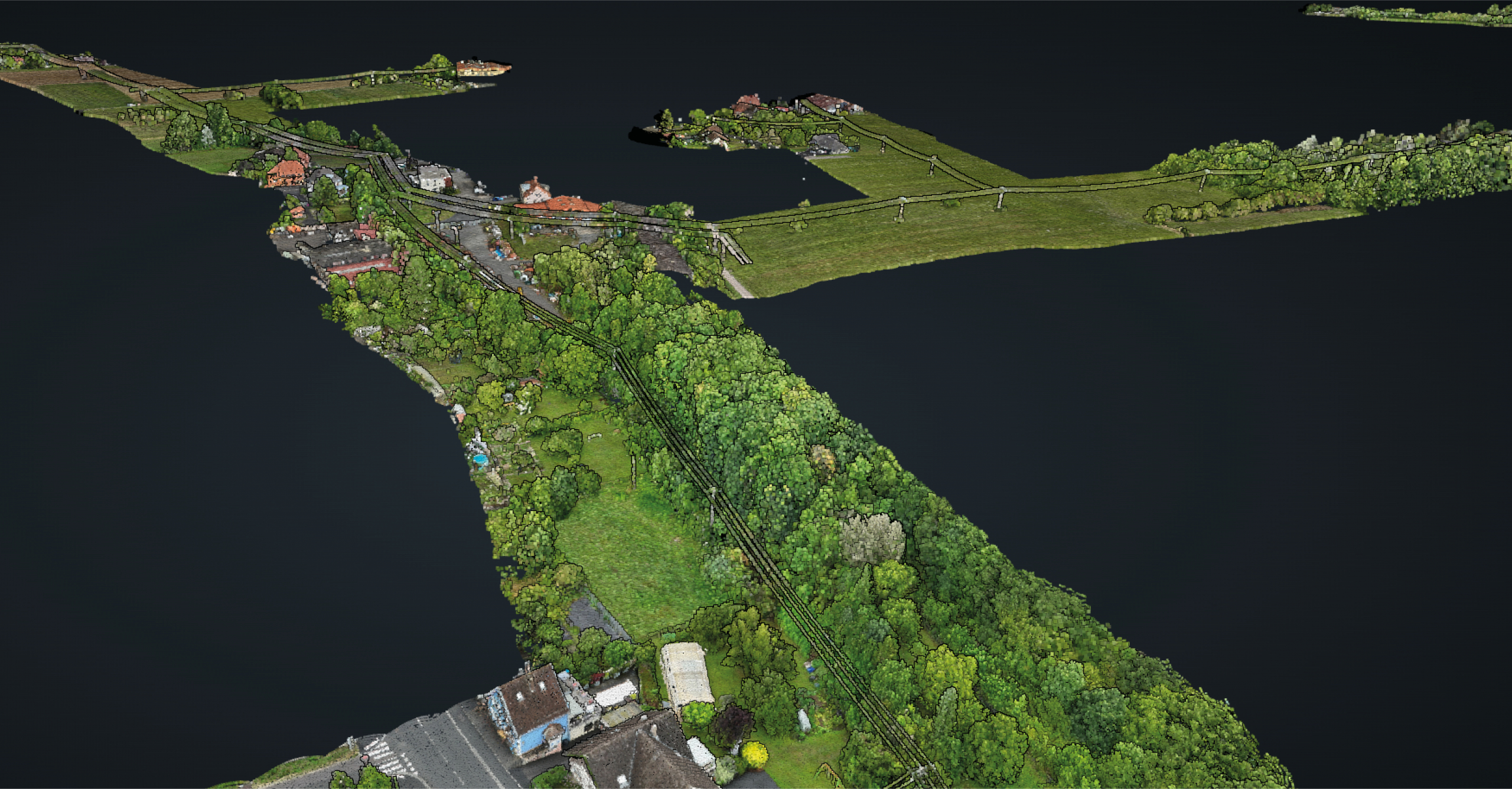 Numérisation HTA et BT par LiDAR drone en Lorraine avec modèle numérique de terrain Numérisation HTA et BT par LiDAR drone en Lorraine pour la détection des emprises linéaires