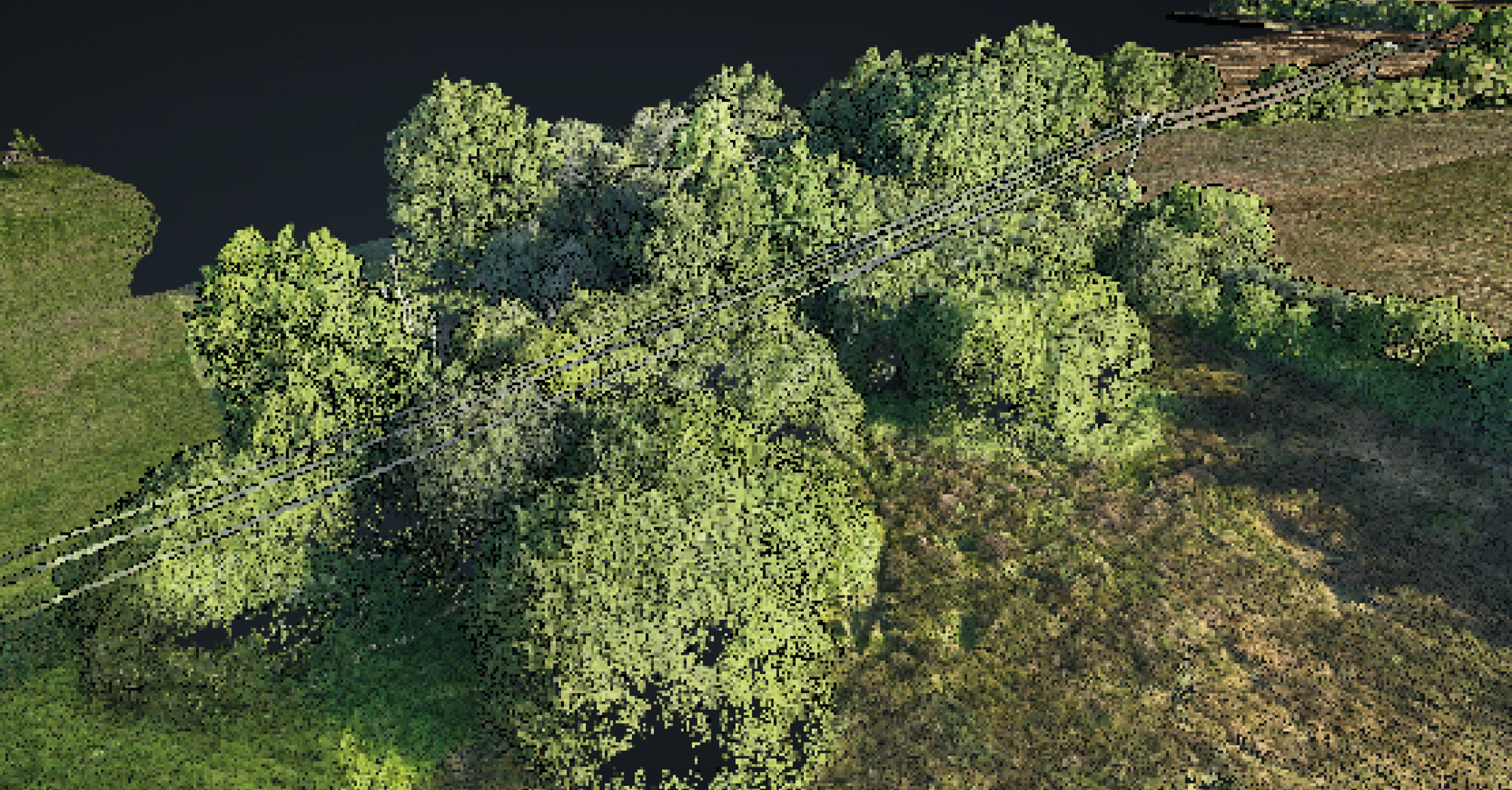 Acquisition LiDAR drone pour l'étude de la végétation et du terrain naturel Mission LiDAR drone en Pays de la Loire pour l'analyse détaillée d'une zone boisée