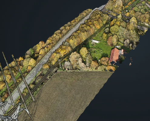 Cartographie aérienne obtenue lors d'une mission drone LiDAR dans le Nord Pas-de-Calais Mission drone LiDAR réalisée dans le Nord Pas-de-Calais pour l'analyse d'un corridor arboré