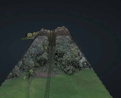 Modèle numérique de terrain obtenu lors d'une mission LiDAR drone pour lignes HTA et BT Mission LiDAR drone dans les Pyrénées pour la cartographie des réseaux aériens