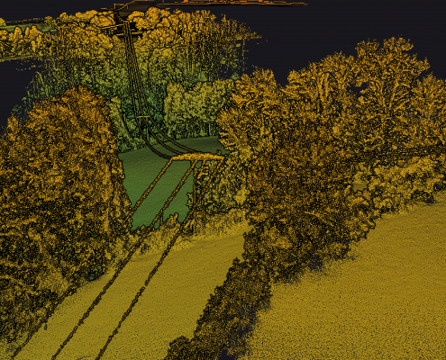 Mission drone LiDAR dans les Alpes dédiée à la modélisation 3D du relief Représentation tridimensionnelle du terrain générée pendant une mission drone LiDAR dans les Alpes