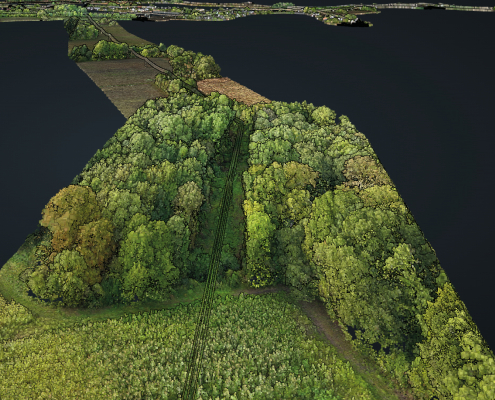 Mission LiDAR drone dédiée à la cartographie des infrastructures sous végétation dense Mission LiDAR drone pour la restitution 3D d'un corridor arboré en Pays de la Loire