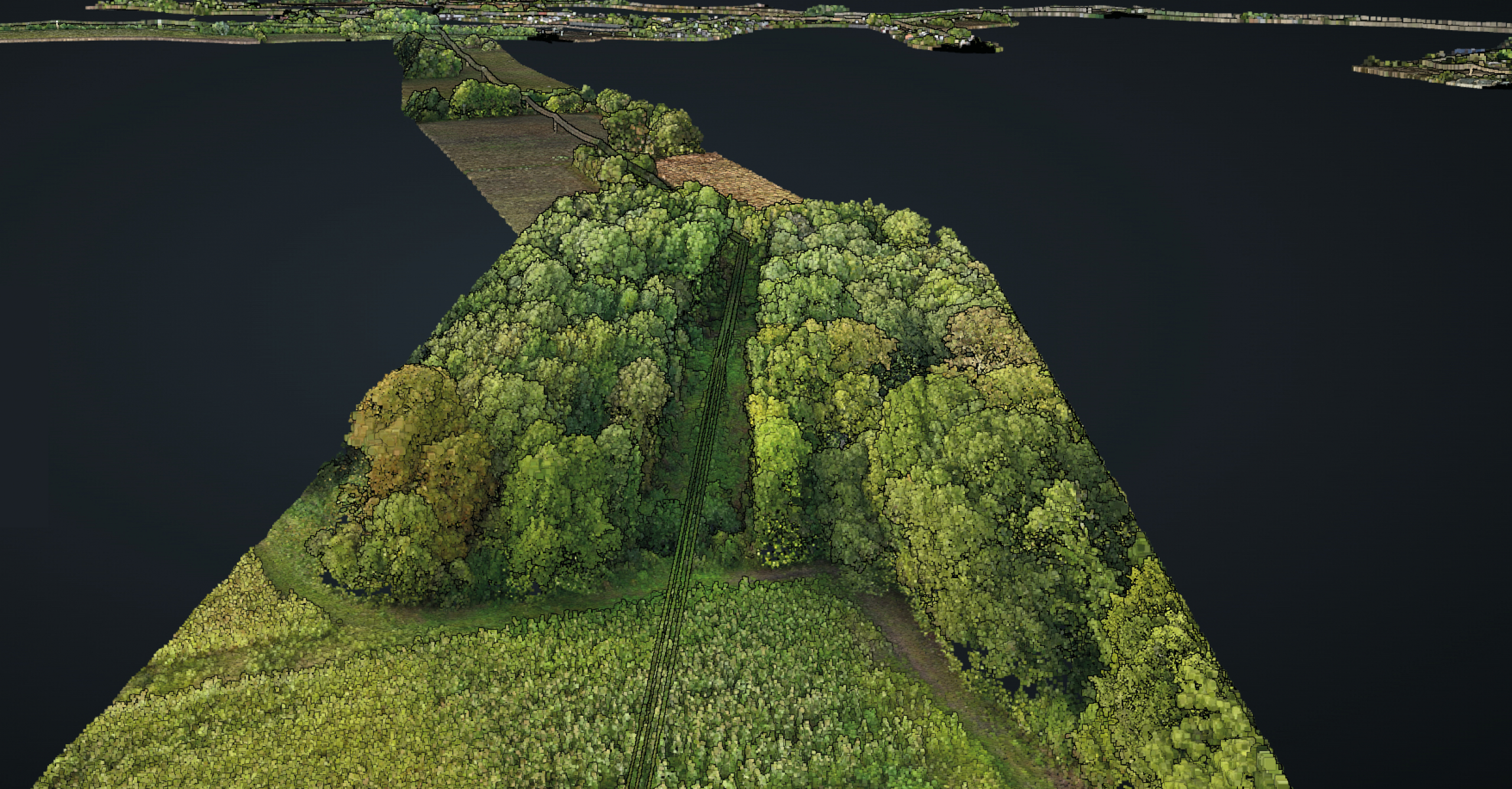 Mission LiDAR drone dédiée à la cartographie des infrastructures sous végétation dense Mission LiDAR drone pour la restitution 3D d'un corridor arboré en Pays de la Loire