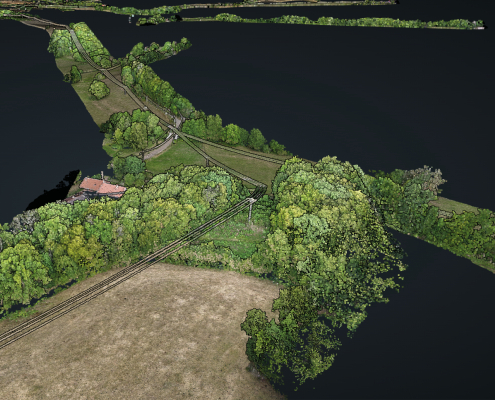 Mission drone LiDAR en Champagne Ardennes pour les études foncières Nuage de points LiDAR d'un secteur rural acquis en Champagne Ardennes
