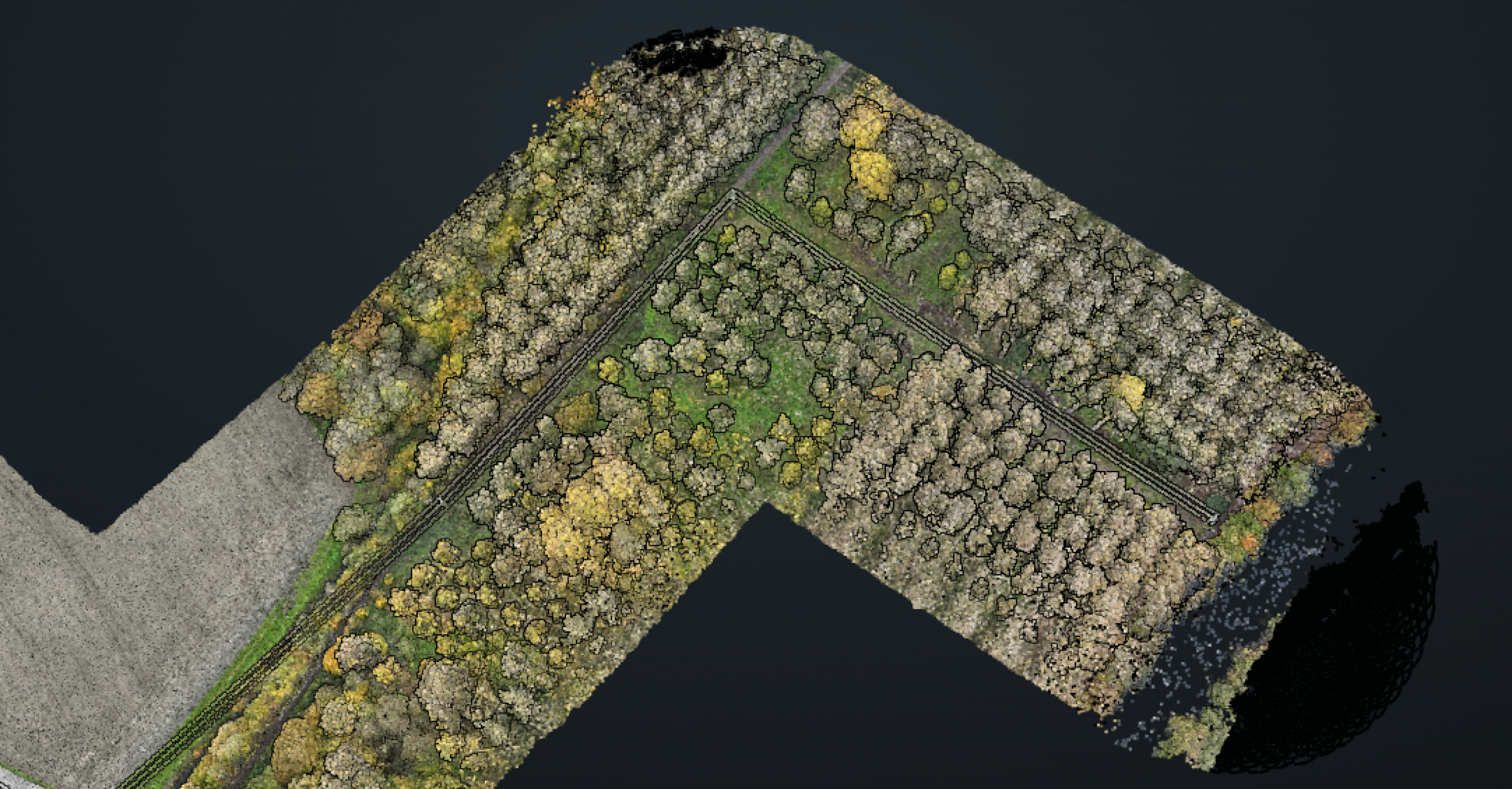 Inspection de corridor technique par LiDAR drone dans le Nord Pas-de-Calais Numérisation HTA et BT par LiDAR drone dans le Nord Pas-de-Calais pour l'analyse d'un linéaire traversant des parcelles agricoles