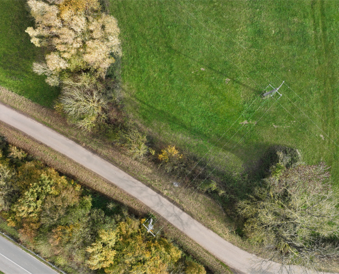 Nuage de points généré pour une mission LiDAR dans le Nord Pas-de-Calais Numérisation HTA et BT par LiDAR drone dans le Nord Pas-de-Calais avec modélisation 3D d'un corridor technique