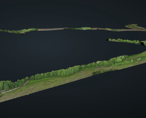 Mission drone LiDAR en Champagne Ardennes pour l'analyse des couverts végétaux Reconstitution 3D d'une zone arborée obtenue par mission drone LiDAR en Champagne Ardennes