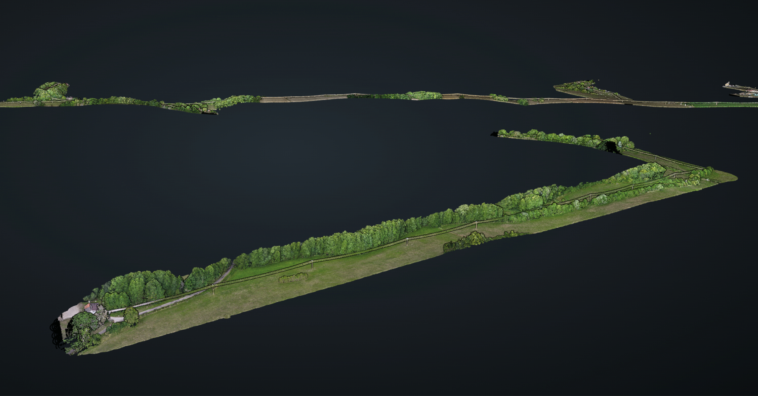 Mission drone LiDAR en Champagne Ardennes pour l'analyse des couverts végétaux Reconstitution 3D d'une zone arborée obtenue par mission drone LiDAR en Champagne Ardennes