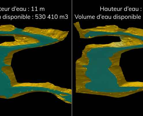 Calcul du volume d'eau disponible dans un barrage