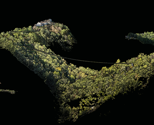 Reconstitution 3D obtenue lors d'une mission drone LiDAR en Côte d'Azur Mission drone LiDAR en Côte d'Azur avec modélisation 3D d'un environnement naturel en bord de mer