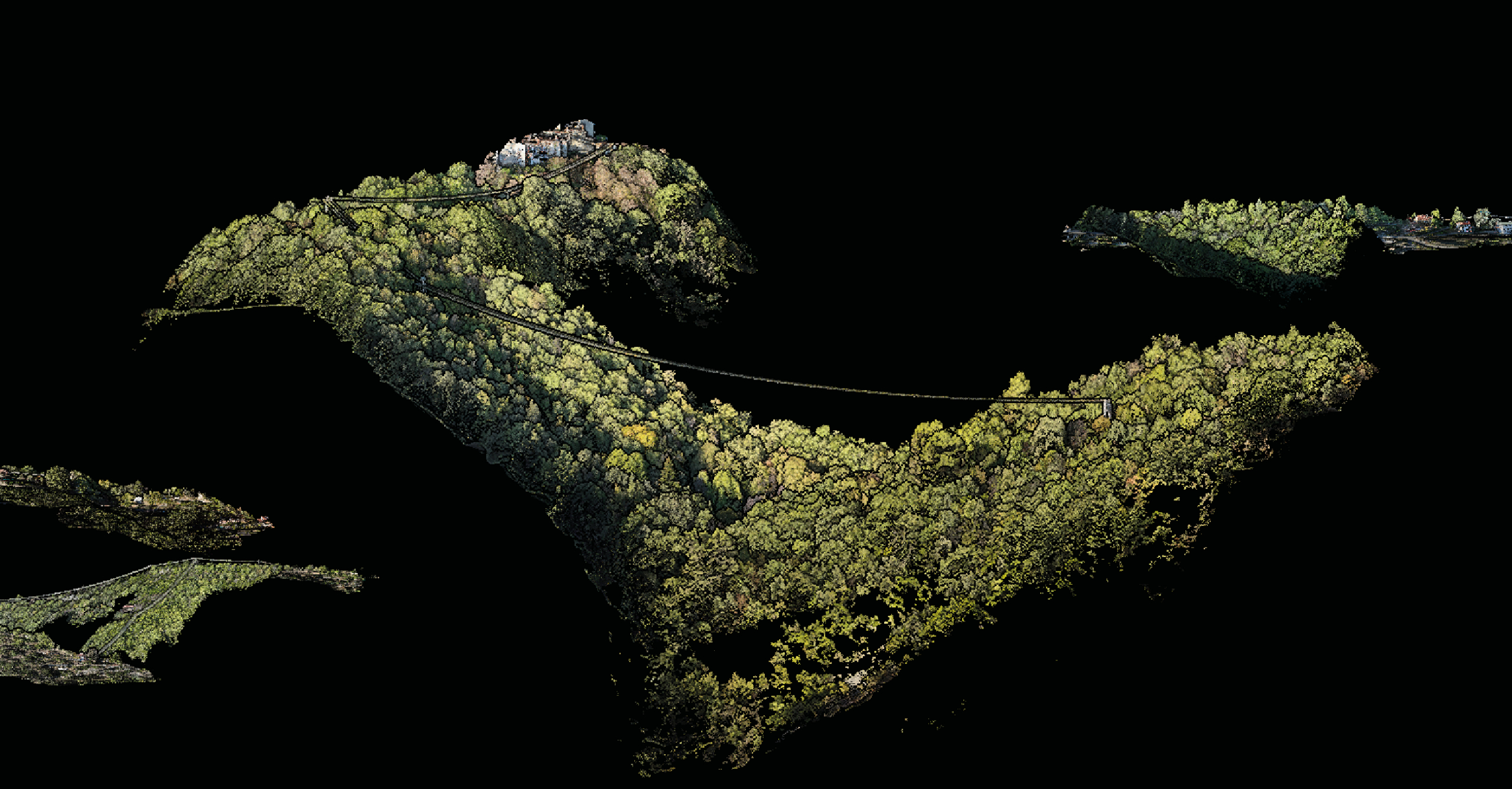 Reconstitution 3D obtenue lors d'une mission drone LiDAR en Côte d'Azur Mission drone LiDAR en Côte d'Azur avec modélisation 3D d'un environnement naturel en bord de mer