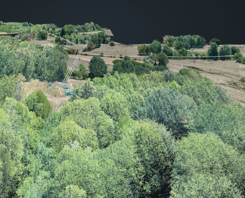 Mission drone LiDAR dans le Limousin pour le relevé de la végétation Données LiDAR aériennes représentant la végétation relevée lors d'une mission drone dans le Limousin