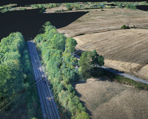 Mission drone LiDAR dans le Limousin pour un relevé topographique Relevé topographique aérien d'une zone boisée effectué lors d'une mission drone LiDAR dans le Limousin